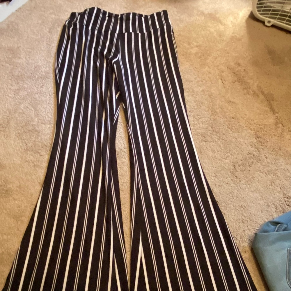 Flared Striped Stretchy Pants